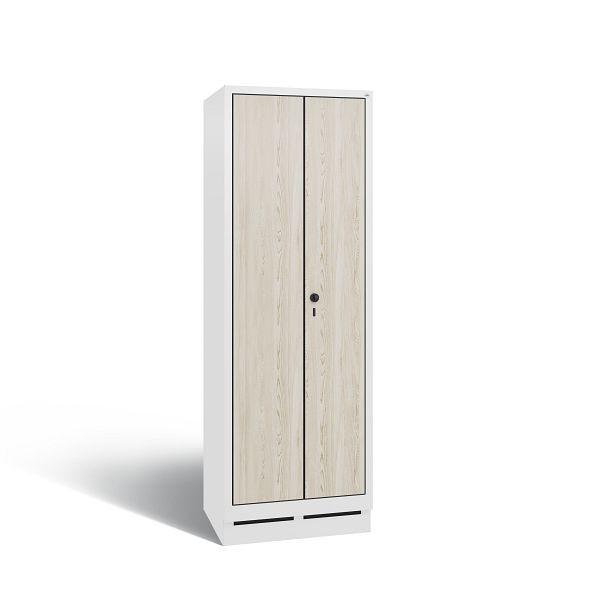 C+P locker Evolo, 2 compartimenten, H1800B610D500 mm, Wit/HPL essen, 48222-20B S10232