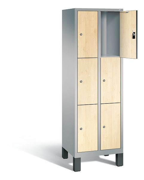 C+P lockerkast Evolo, H1850xB610xD500mm, kleur: wit aluminium / Donau esdoorn decor, 48010-203 S10173
