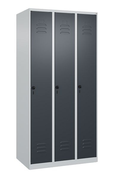 C+P luierkluis Classic PLUS met middenwand, 3 vakken, 1850x900x500mm, 7035/7016, veiligheidsdraaigrendel, 080000-30F S10007