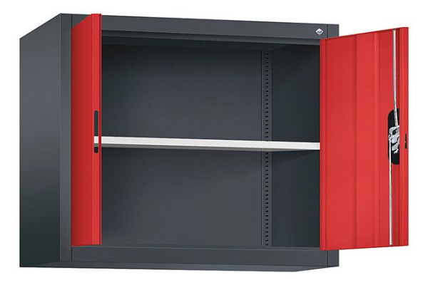 C+P bovenkast Acurado, H790xW930xD400mm, kleur: zwartgrijs / vuurrood, holle handgreep, 9265-000 S10199
