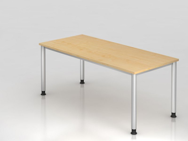 Hammerbacher bureau 4 voet rond 180x80cm esdoorn/zilver, rechthoekige vorm, VHS19/3/S