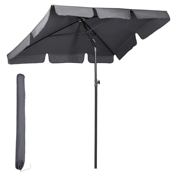 Sekey® 200 × 125 cm rechthoekige balkonparasol met beschermhoes, kleur: grijs, 39921377