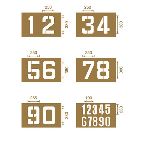 Stein HGS HGS spuitsjablonen voor vloermarkering, set 2 (nummers), inhoud 6 stencils, 90.3306-02
