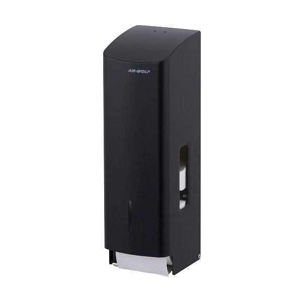 Air Wolf toiletpapierdispenser voor 3 huishoudrollen, Alpha-serie, H x B x D: 377 x 119 x 130 mm, matzwart roestvrij staal, 60-103