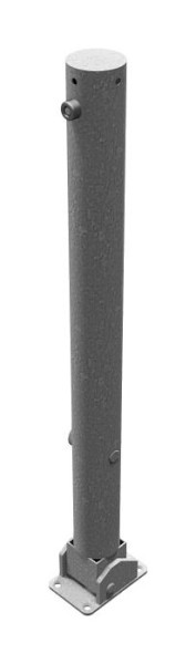 Schake afzetpaal stalen buis Ø 76 x 2,6 mm, opklapbaar, met driehoekslot, voor plugbevestiging met voetplaat, 476FU