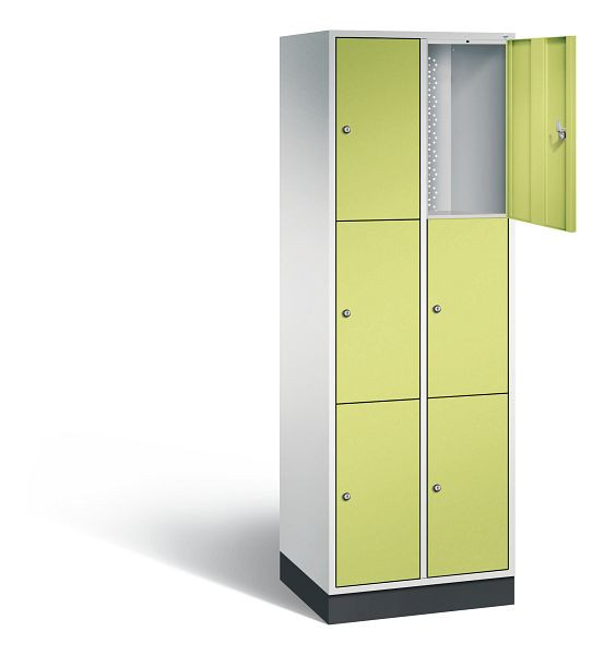 C+P lockerkast Intro, H1950xB620xD490mm, kleur: lichtgrijs / virid groen, 8370-201 S10087
