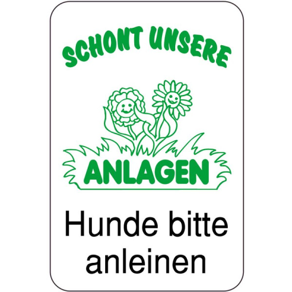 Stein HGS HGS speciaal bord, BESCHERM ONZE FACILITEITEN, honden alstublieft aangelijnd, 400 x 600 mm, tekst: zwart, groen, 15065