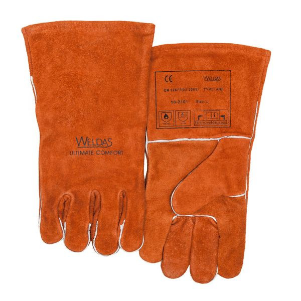 ELMAG 5-vingerlashandschoenen WELDAS 10-2101XL-LH, MIG/MAG/MMA van katoen, lengte: 34 cm, maat 9,5 (2 stuks linkerhandschoenen), 59103