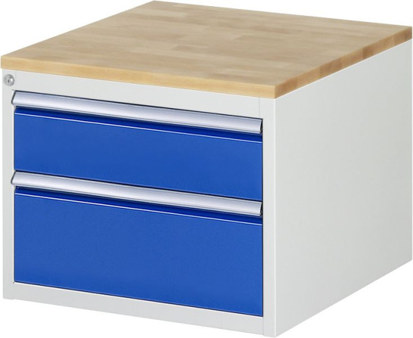 RAU ladekast serie 7000, B580 x D650 x H465 mm, 2 x lade afmeting L 1xH150, 1xH210 mm, massief beukenhouten blad, 03-L2.11A-B.11