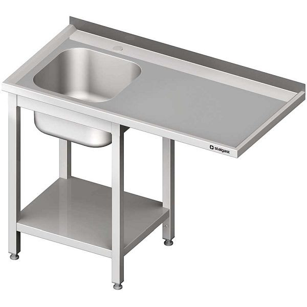 Stalgast Spültisch mit Grundboden und Überstand 1200x700x850 mm, Becken links, Aufkantung, verschweißt, VST12704LA