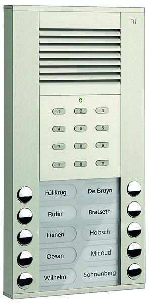 TCS audio huisdeurstation serie ASE 10 belknoppen (rechts/links uitgelijnd) met geïntegreerd codeslot, AP zilver, ASE51100-0010