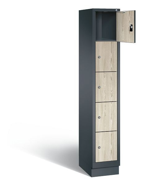 C+P lockerkast Evolo, H1800xB320xD500mm, kleur: antracietgrijs / Sen ash decor, 48020-105 S10167
