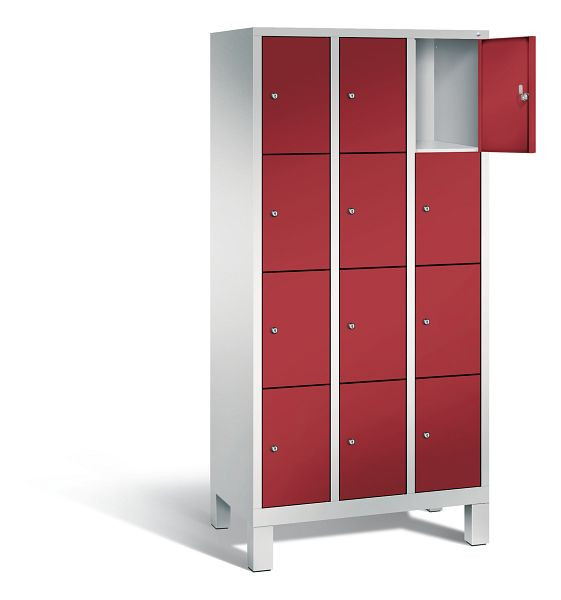 C+P lockerkast Evolo, H1850xW900xD500mm, kleur: lichtgrijs/robijnrood, 48010-304 S10109
