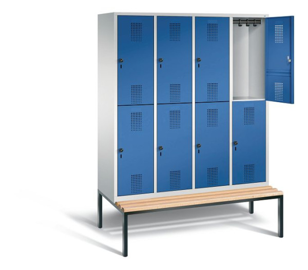 C+P locker dubbellaags Evolo, H2090xW1590xD810mm, kleur: lichtgrijs / gentiaanblauw, 48350-42 S10004