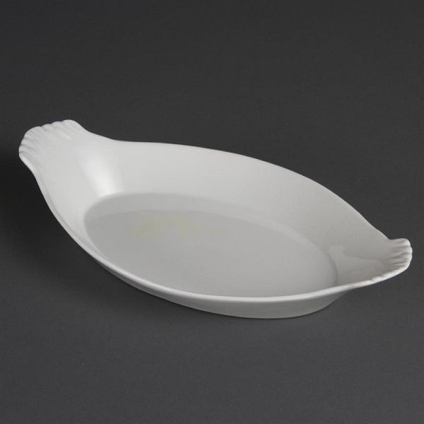 Olympia Whiteware ovale gratinschalen wit zonder oren 32 x 17,7cm, VE: 6 stuks, B423