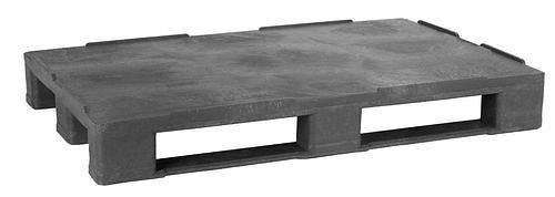 DENIOS zware pallet, gemaakt van PE-RE, 800 x 1200 x 155 mm, 3 lopers, met rand, VE 5 stuks, 312649