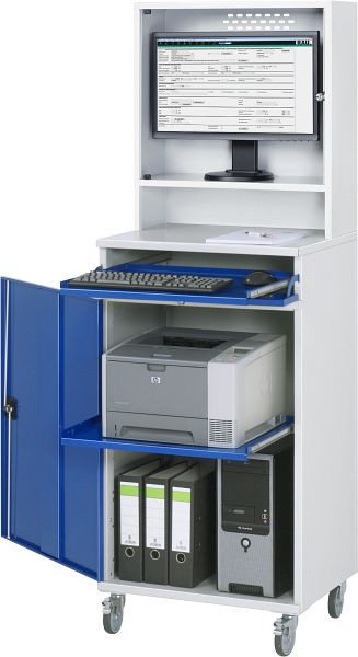 RAU computerkast, verrijdbaar, 650x1895x520 mm, 07-650-M65-MG2F.11