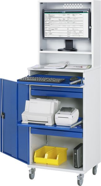 RAU computerkast - model 66, B650 x D520 x H1895 mm, monitorbehuizing B650 x D250 x H710 mm, 07-650-M66-MG2F.11