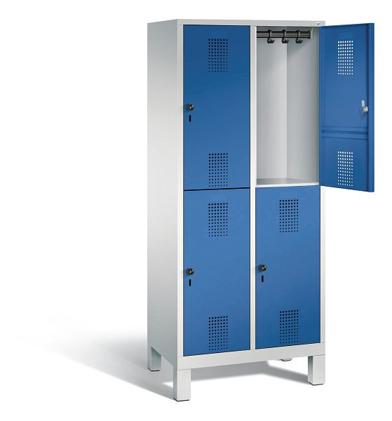 C+P locker dubbeldekker Evolo, H1850xW810xD500mm, kleur: lichtgrijs / gentiaanblauw, 48310-22 S10022
