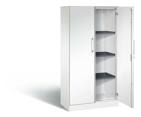 C+P vleugeldeurkast Asisto, H1635xB800xD435mm, kleur: verkeerswit, beugelgreep, 4 niveaus, 141013-000 S10120