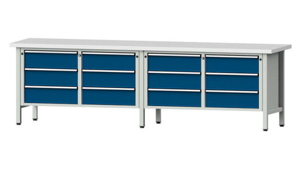 ANKE werkbanken kistwerkbank, model 108 V, 2800 x 700 x 840 mm, RAL 7035/5010, KSP 40 mm, 301.448
