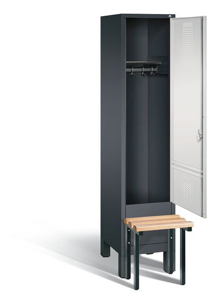 C+P garderobe Evolo, H1850xW420xD815mm, kleur: zwartgrijs / lichtgrijs, 48030-12 S10024