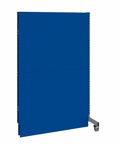 DENIOS mobiele akoestische scheidingswand, opzetpaneel, B 1250, H 2000 mm, eenzijdige akoestische geperforeerde plaat, grijs/blauw, 293113