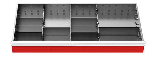 Bedrunka + Hirth lade-inzet, serie T500-9, middenvakrails, met 6 tussenschotten, 198-136A