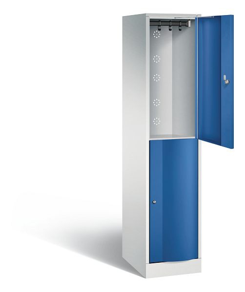 C+P locker dubbellaags Resisto, H1950xB396xD540mm, kleur: lichtgrijs / gentiaanblauw, 8270-172 S10015