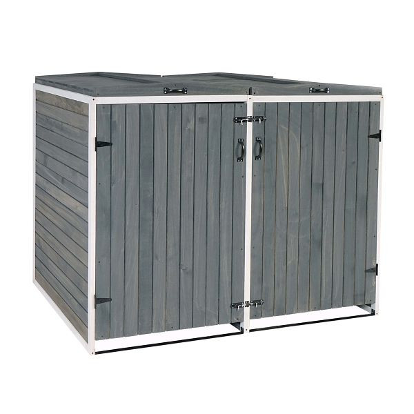 Mendler XL 2-/4-rolcontainer bekleding HWC-H74, klikobox, uitbreidbaar 120x75x96 hout, grijswit, 80478+80479