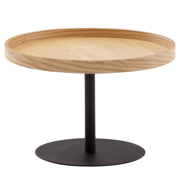 Wohnling salontafel 61x61x40 cm salontafel hout / metaal woonkamertafel eiken, design kamertafel modern rond, houten tafel salontafel, WL6.497