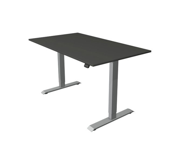 Kerkmann Move 1 zit-/statafel wit/zilver, B 1400 x D 800 mm, elektrisch in hoogte verstelbaar van 740-1230 mm, T-onderstel zilver, antraciet, 10229813