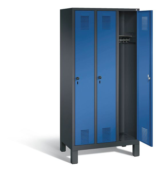 C+P garderobe Evolo, H1850xW900xD500mm, kleur: zwartgrijs / gentiaanblauw, 48010-30 S10026