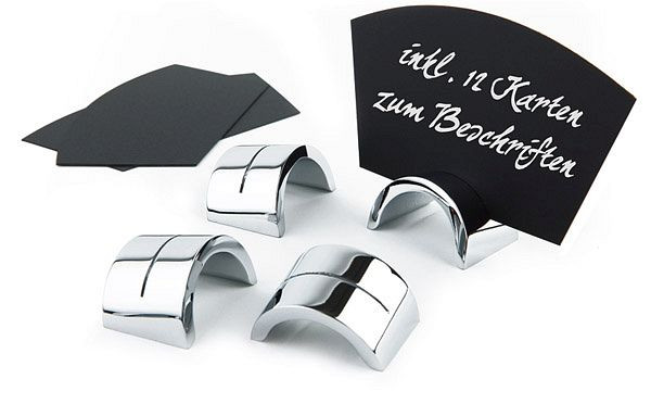 APS kaarthouderset, 18 stuks, 6 kaarthouders 4 x 2,5 cm, 12 kaarten: 10 x 5,7 cm, verchroomd metaal, PP, zwart, 00022