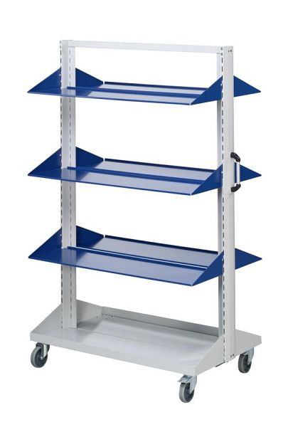 ANKE base auto planken recht; 1250 x 720 x 1950 mm; RAL 7035/5010; met 6 x planken, recht 350 mm, 962.161