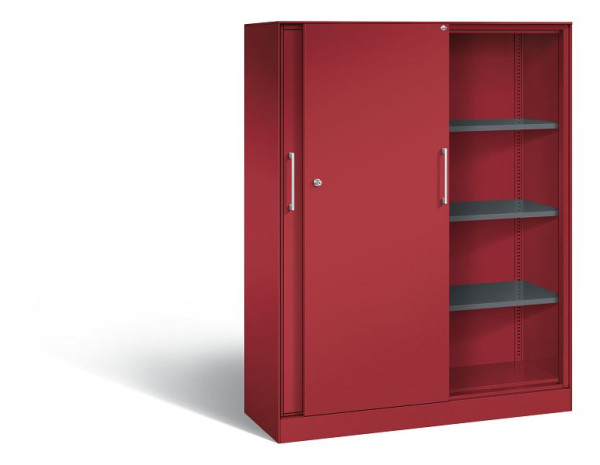C+P schuifdeurkast Asisto, H1635xB1200xD435mm, kleur: robijnrood, beugelgreep, 4 niveaus, 142011-000 S10043