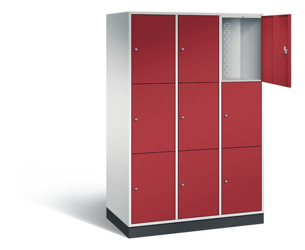 C+P XL lockerkast Intro, H1950xW1220xD590mm, kleur: lichtgrijs/robijnrood, 8370-303 S10013