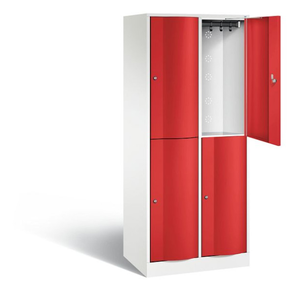 C+P locker dubbellaags Resisto, H1950xB772xD540mm, kleur: verkeerswit / vuurrood, 8270-272 S10181