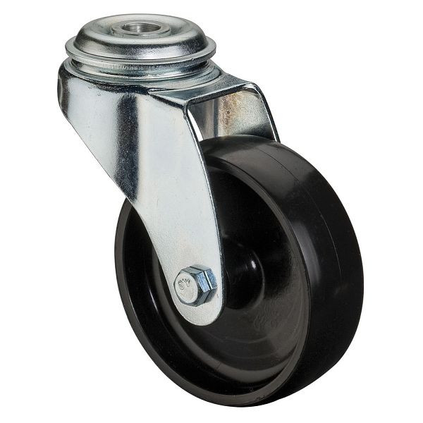 BS rollen apparatenrol, wielbreedte 18 mm, wiel-Ø 50 mm, draagvermogen 50 kg, loopvlak zwart kunststof, glijlager, VE 8 stuks, A301.A90.050