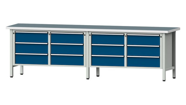 ANKE werkbanken kistwerkbank, model 108 V, 2800 x 700 x 840 mm, RAL 7035/5010, UBP 40 mm, 301.452