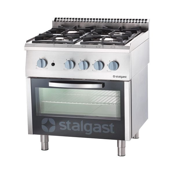 Stalgast Gasherd 4 Brenner mit Gasbackofen (GN 2/1) Serie 700 ND - G20, 4-Brenner (3,5+5+2x7), SL33423SE