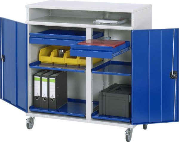 RAU zijkast sta bureau - model 31, B1100xD520xH1185mm, incl. wielenset, middensteun voor het verdelen van de inbouwbreedte, 07-1100T-M31F.11