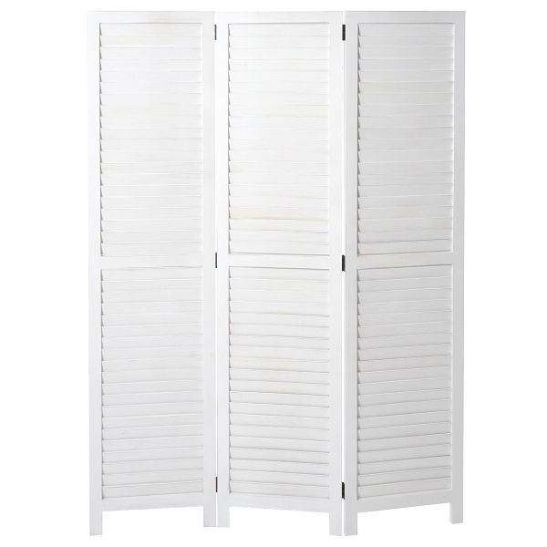 Mendler Paravent HWC-C30, scheidingswand privacyscherm, shabby look vintage, 170x120cm, wit, 62634