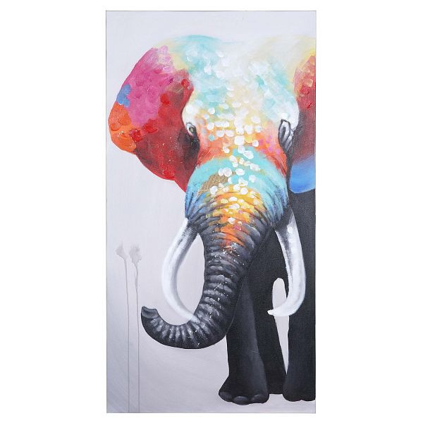 Mendler olieverfschilderij olifant II, 100% handgeschilderde muurschildering XL, 140x70cm, 51282