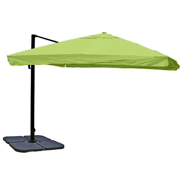 Mendler gastronomie verkeerslichtparaplu HWC-A96, parasol, 3x3m (Ø4,24m) polyester/aluminium 23kg, flap, groen met standaard, 138982+31831
