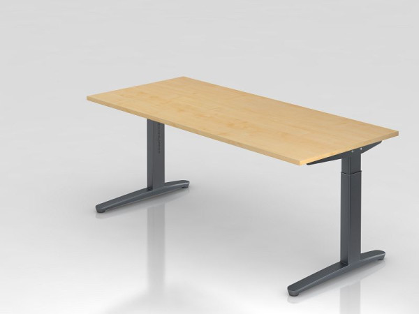 Hammerbacher bureau C-onderstel 180x80cm esdoorn/grafiet, rechthoekige vorm, VXB19/3/GG
