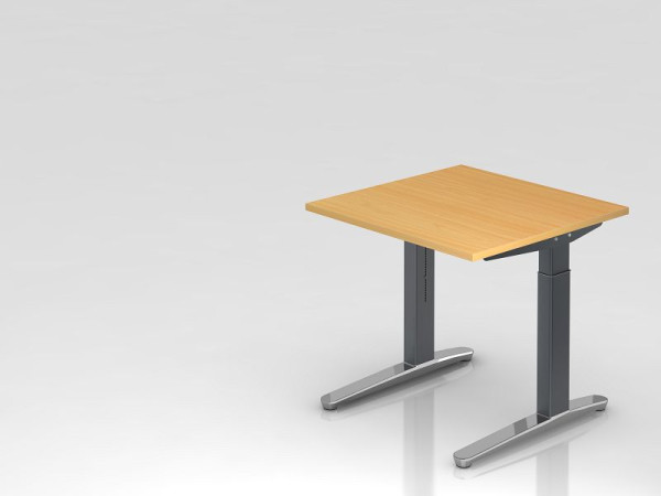 Hammerbacher bureau C-poot 80x80cm beuken/grafiet (gepolijst), rechthoekige vorm, VXB08/6/GC