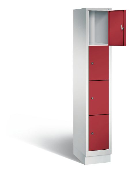 C+P lockerkast Evolo, H1800xB320xD500mm, kleur: lichtgrijs/robijnrood, 48020-104 S10083