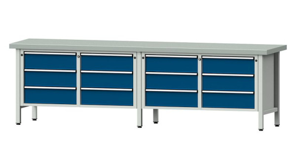 ANKE werkbanken kistwerkbank, model 108 V, 2800 x 700 x 850 mm, RAL 7035/5010, ZBP 50 mm, 301.458