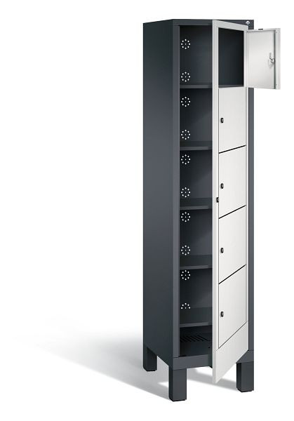 C+P wasverzamelkast Evolo, H1850xW420xD500mm, kleur: zwartgrijs/lichtgrijs, 48060-105 S10033